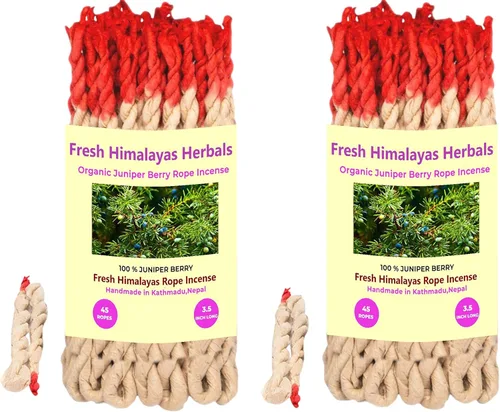 Incienso de bayas de enebro orgánico tibetano hecho en casa, 45 cuerdas, 2 unidades, utilizado por razones estéticas, terapia, meditación y
