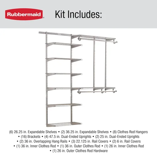 Miniatura 6 de Rubbermaid, Juego de Lujo para Armario, Color Blanco, de 3 a 6 pies, FG3H8800WHT