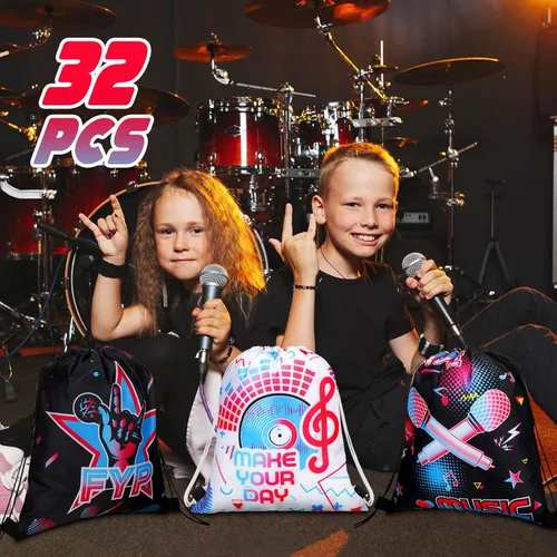 Miniatura 2 de Funtery 32 piezas de bolsas con cordón para fiesta musical, bolsas de regalo para fiesta musical, bolsas de golosinas de cumpleaños para regalos