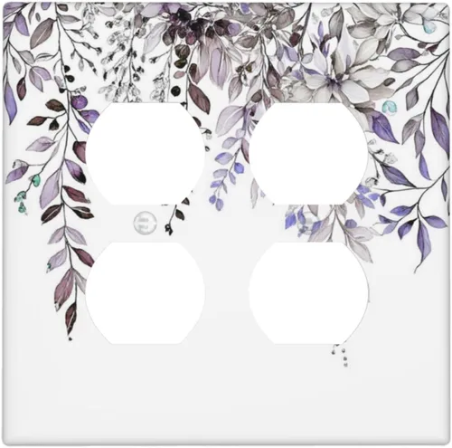 Miniatura 32 de Cubierta decorativa para interruptor de luz, diseño de pájaros y flores florales en blanco y negro, 2 bandas, cubierta decorativa para pared, placa
