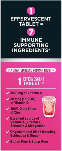 Miniatura 12 de Airborne 1000 mg de vitamina C con vitamina D y zinc, suplemento de apoyo inmunológico multivitamínico sin azúcar, antioxidantes vitaminas A C