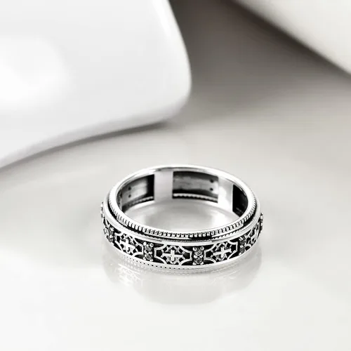 Miniatura 12 de YAFEINI Anillo giratorio de plata de ley con elefante, mal de ojo, abeja, cruz, cráneo, montaña, luna triple, conejo, anillo giratorio