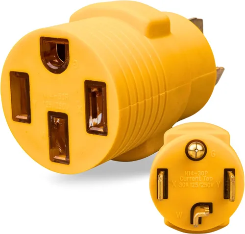 MECMO Adaptador de cargador EV de nivel 2 de 14-30P a 14-50R, adaptador de cargador de secadora de 4 clavijas a cargador EV de 30 A (máximo 24