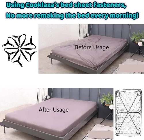 Miniatura 5 de Correas de sábanas, accesorios de cama ajustables (negro)