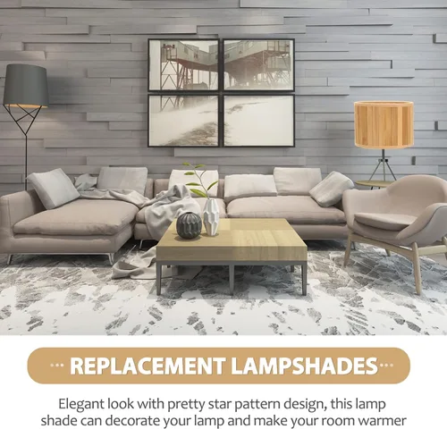 Miniatura 7 de Beaupretty Pantalla de lámpara de bambú - Cubierta de enchufe de luz E14/E27 - Reemplazo para lámparas de mesa y mesita de noche