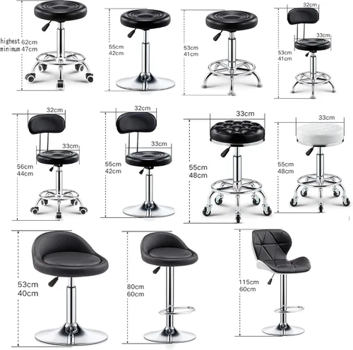Miniatura 8 de Taburete de bar ajustable giratorio, chasis de acero grande, respaldo moderno para el hogar, taburete redondo de pierna alta, carga de 220.5 lbs