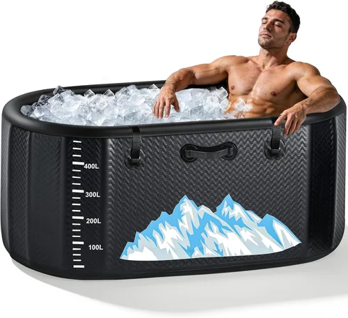Bañera de inmersión fría, 142 galones, 1 caballo de fuerza, bañera de hielo resistente para atletas con calor y frío, enfriador inflable portátil