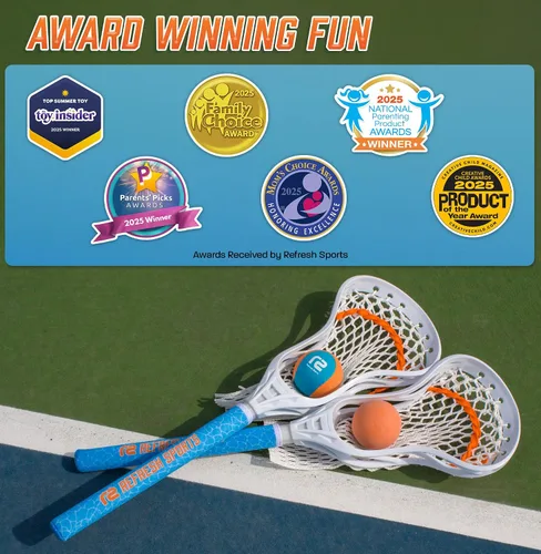 Miniatura 7 de Mini Toss Lacrosse Set – The Ultimate Game for the Pool or Beach & Backyard - Comes with Water Skipping Ball, Rubber Ball & 2 Sticks with Premium