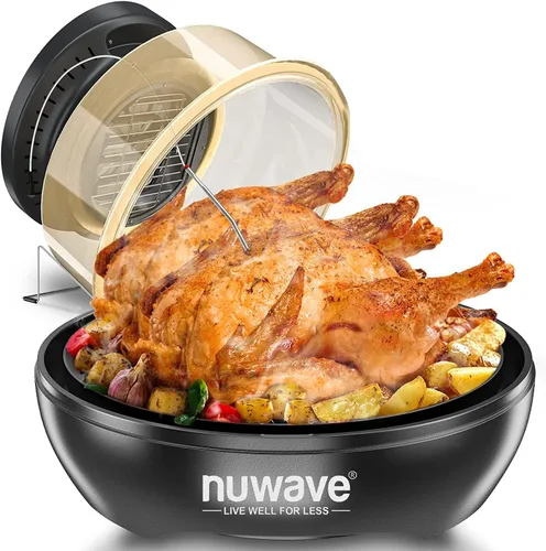 Nuwave Horno de convección por infrarrojos con freidora de aire, cocina fresco o congelado, sin descongelar ni precalentar, calor 360, cocina desde
