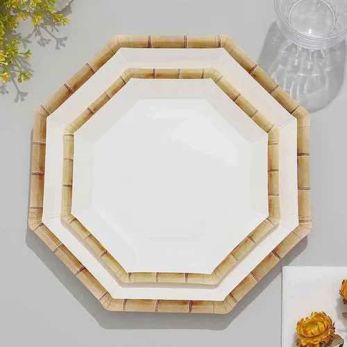 Miniatura 14 de Efavormart - Paquete de 25 platos de papel decagonal iridiscentes de 7.5 pulgadas, platos de postre geométricos resistentes de 300 GSM para Tipo 3