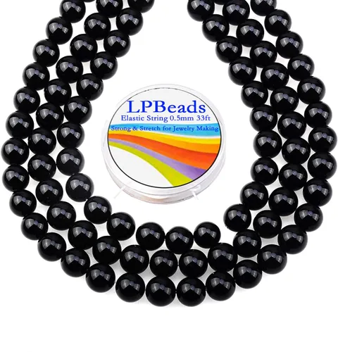 Miniatura 25 de LPBeads 100 piezas de cuentas sueltas de jade blanco natural pulido de 8 mm y redondo con cordón elástico para hacer joyas y pulseras Jade blanco