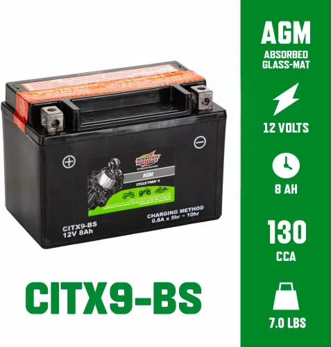 Miniatura 3 de Interstate Batteries YTX9-BS - Batería de 12 V 8 Ah Powersports 130CCA AGM Recargable Reemplazo para BMW, Honda, Kawasaki motocicletas, cuatrimotos
