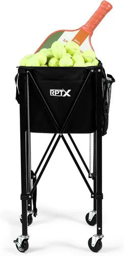 Carrito de pelotas de tenis | Tolva de pelota de pickleball | Capacidad de 150 pelotas | Múltiples bolsillos de almacenamiento | Bolsa de transporte