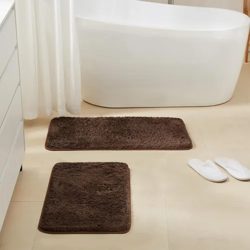Miniatura 13 de TECHMILLY Alfombras Corredoras de Baño Super Suaves Peludas, Alfombras de Baño de Microfibra Gruesas Antideslizantes Absorbentes, Tapete de Baño