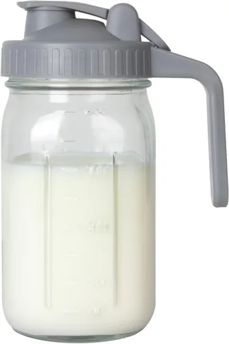 Miniatura 7 de Jarra de leche materna, tarro Mason de 32 onzas, tarro de boca ancha con tapa abatible verde y boquilla de vertido, sello hermético resistente