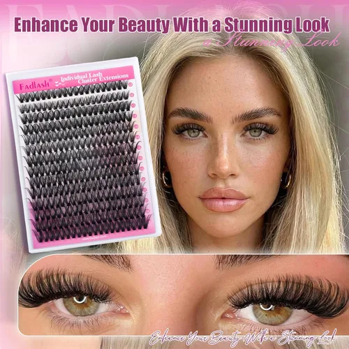 Miniatura 2 de FADLASH Racimos de pestañas Wispy 280 piezas, racimos de pestañas individuales de aspecto natural, rizado D 40D, racimos de pestañas suaves