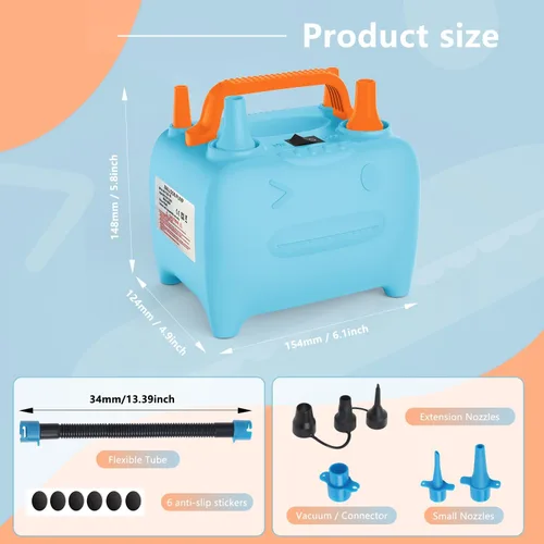 Miniatura 6 de OWill Balloon Pump Electric, Multipurpose Balloon Inflator Electric Air Pump, Portable Dual Nozzle Balloons Air Pump Electric 600W Blow Machine for
