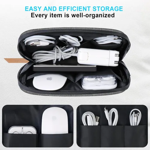 Miniatura 2 de Lacdo Organizador electrónico organizador de cables de viaje, funda de accesorios electrónicos de tecnología, fundas de cargador portátil