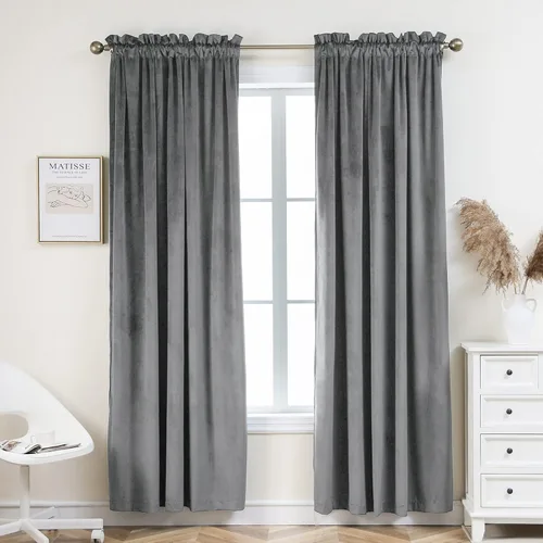 Miniatura 22 de PLEASANT BOULEVARD Cortinas de terciopelo [2 paneles] elegantes para sala de estar, dormitorio, cuarto de bebé, cortinas para oscurecer