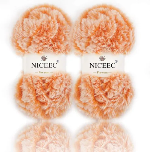 Miniatura 83 de NICEEC Hilo de Pelo Sintético Super Suave, Grueso y Esponjoso, Hilo de Pestañas para Crochet y Tejido (Longitud Total 192m/9.1kg) - Otoño/300g