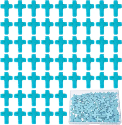 SUNNYCLUE 1 caja 100 piezas cuentas de cruz turquesa a granel, cuentas sintéticas de piedras preciosas azul turquesa, mini cruz de Pascua, cuentas