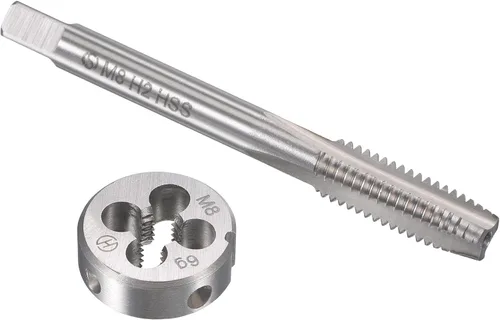 Miniatura 8 de uxcell M10 x 0.059 in Juego de llaves métricas y troqueles, rosca de máquina con troquel de roscado redondo, kit de grifo y troquelado