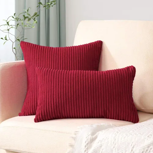 Miniatura 56 de Artscope Fundas de Almohada de Pana a Rayas Acogedoras Súper Suaves Decorativas Cuadradas Fundas de Cojín para Sofá Sillón Dormitorio Decoración