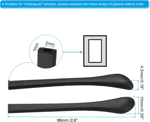 Miniatura 2 de PATIKIL Puntas de extremo de gafas, gafas antideslizantes para orejas de calcetín de oído, manga de tubo de silicona para patas cuadradas de metal