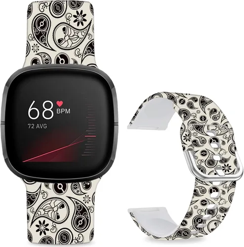 Miniatura 17 de Correas de reloj de dibujos animados con estampado floral compatibles con Fitbit Versa 4/Versa 3/Fitbit Sense 2/Sense Band de silicona suave