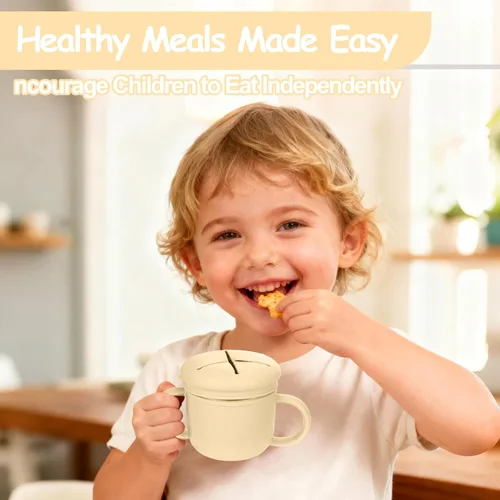 Miniatura 8 de Contenedor de merienda para niños pequeños, contenedores de merienda de acero inoxidable a prueba de derrames para niños pequeños con tapas y asas