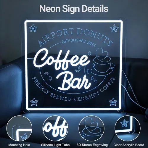Miniatura 2 de Letreros de neón personalizados para decoración de pared, letreros de neón personalizados regulables para estación de café, tienda, cocina, regalo