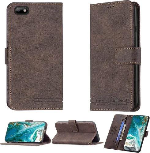 jioeuinly Funda compatible con Celular Kalley Element 5+Plus Funda de teléfono Flip Stand Cover PU Cuero BF09 Funda tipo cartera marrón