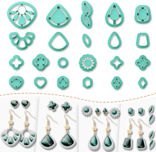 Miniatura 15 de Cortadores de Arcilla Polimérica - 12 Formas de Aretes de Joyería de Cuero con Torsión, Cortadores de Arcilla Polimérica para Joyería, Kit