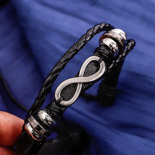 Miniatura 6 de Pulsera de cuero trenzada ajustable para hombres y mujeres