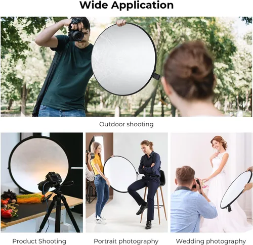 Miniatura 6 de K&F CONCEPT Reflector de luz 5 en 1 de 32" (80cm) Difusor para fotografía plegable portátil para iluminación de estudio y exterior en oro, plata