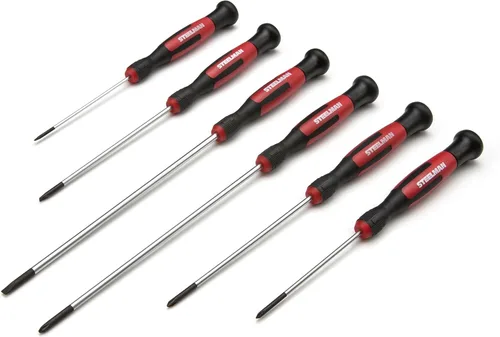 Miniatura 7 de STEELMAN Juego de destornilladores para electrónicos de 6 piezas con eje de acero de precisión, variedad de tamaños ranurados/Phillips, cabeza