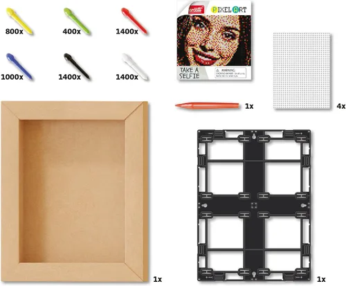Miniatura 4 de Quercetti Pixel Art 4 - Kit de mosaico para selfie, convierte cualquier foto en arte de mosaico con 4800 clavijas en 6 colores y 4 tableros