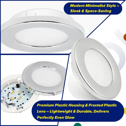Miniatura 4 de Luces interiores de 12 V de bajo voltaje para debajo del gabinete, luz LED de disco regulable para cámper, remolque, RV, barco, luz de techo