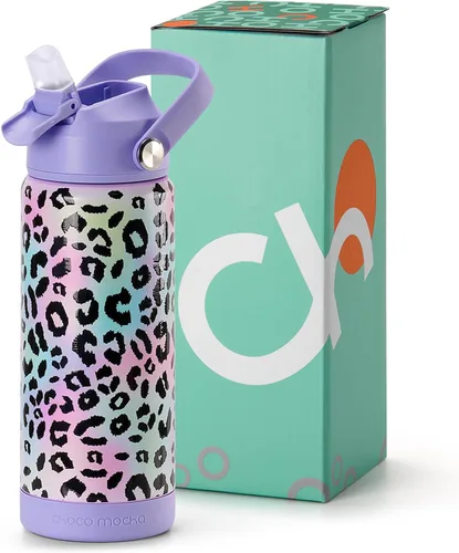Miniatura 37 de Botella de Agua Choco Mocha para Niños para la Escuela, Botella de Agua Aislada para Niños de Acero Inoxidable para Niños, 14 Oz Camión Monstruo