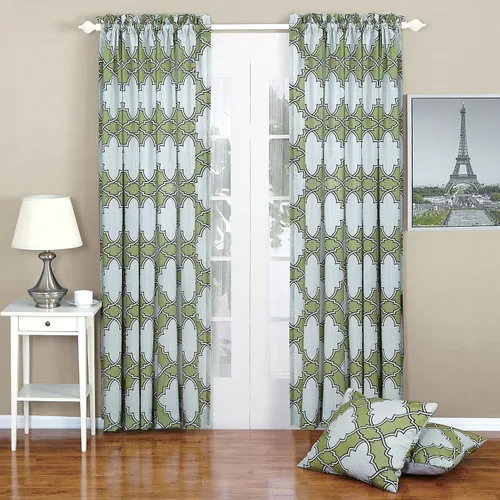 Miniatura 9 de Home Soft Things Dobson - Juego de cortinas y fundas de almohada estampadas, color azul de 70 x 84 pulgadas, juego de 2 paneles más dos fundas