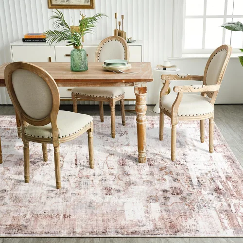 Miniatura 249 de Syalife 4x6 Alfombra Lavable para Área, Ultra Suave Antideslizante, Pila Baja, Alfombra Vintage Resistente a Manchas para Sala de Estar, Alfombra