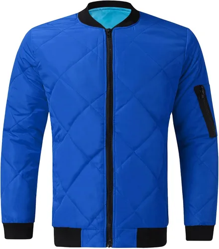 Miniatura 7 de Chaquetas de bombardero acolchadas para hombre, para otoño e invierno, ligeras, con cremallera completa, cuello acanalado, con cuello acanalado