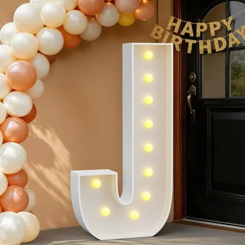 Miniatura 50 de IMPRSV Letras de mosaico iluminadas de marquesina, 4 pies para globos y fiestas, decoración de kit de arco