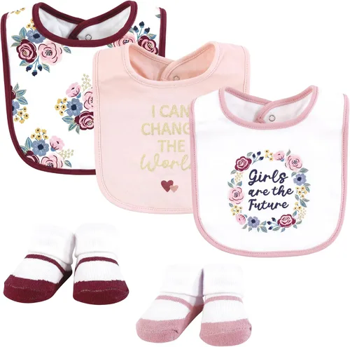 Miniatura 231 de Hudson Baby Conjunto de babero y calcetines unisex de algodón para bebé