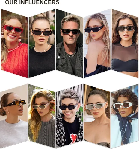 Miniatura 3 de SOJOS Gafas de sol polarizadas rectangulares Y2K de moda para mujeres y hombres, gafas de sol rave de diseñador de moda SJ2228