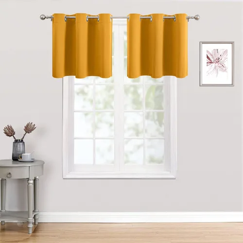 Miniatura 32 de ChrisDowa - Cortinas de cenefa pequeñas para cocina, cortinas cortas con ojales y aislamiento térmico para oscurecer la sala y habitación