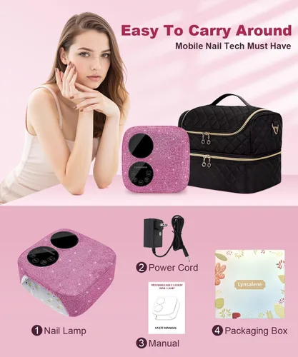 Miniatura 8 de Lámpara de uñas inalámbrica de 80 W con base magnética desmontable, pantalla de doble pantalla y luz de uñas de gel, luz UV/LED profesional