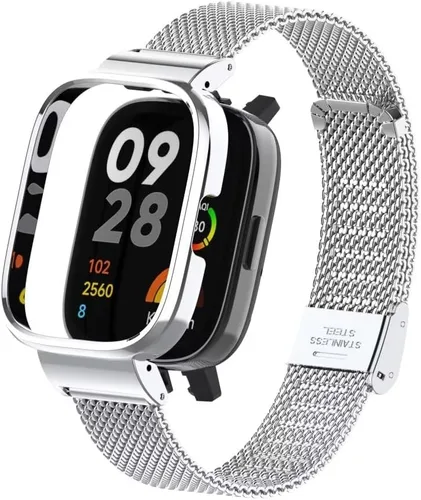 Compatible con Redmi Watch 3 bandas, correa de repuesto de metal de acero inoxidable para Xiaomi Redmi Watch 3 Smart Watch Plateado