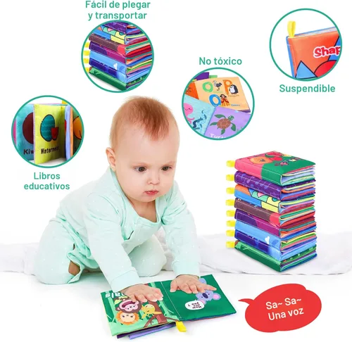 Miniatura 5 de Libros de baño para bebés, tela suave no tóxica, juguetes de educación temprana, libros impermeables para bebés para niños pequeños, juguetes