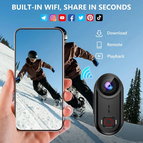 Miniatura 12 de toberto Cámara de acción de pulgar 4K, mini cámara corporal con WiFi, cámara POV de grabación de manos libres magnética de 150°, estabilización EIS